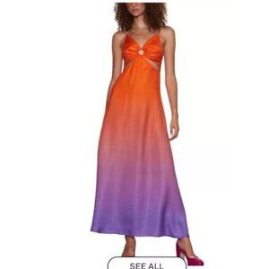 NWT DELFI Collective Garden Green Silk Foral Giana Maxi Dress Size Small